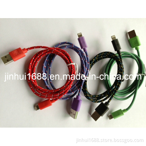 Lightning 8pin Febric Knitted Charger Cable for iPhone 5 (JH -cable-01)